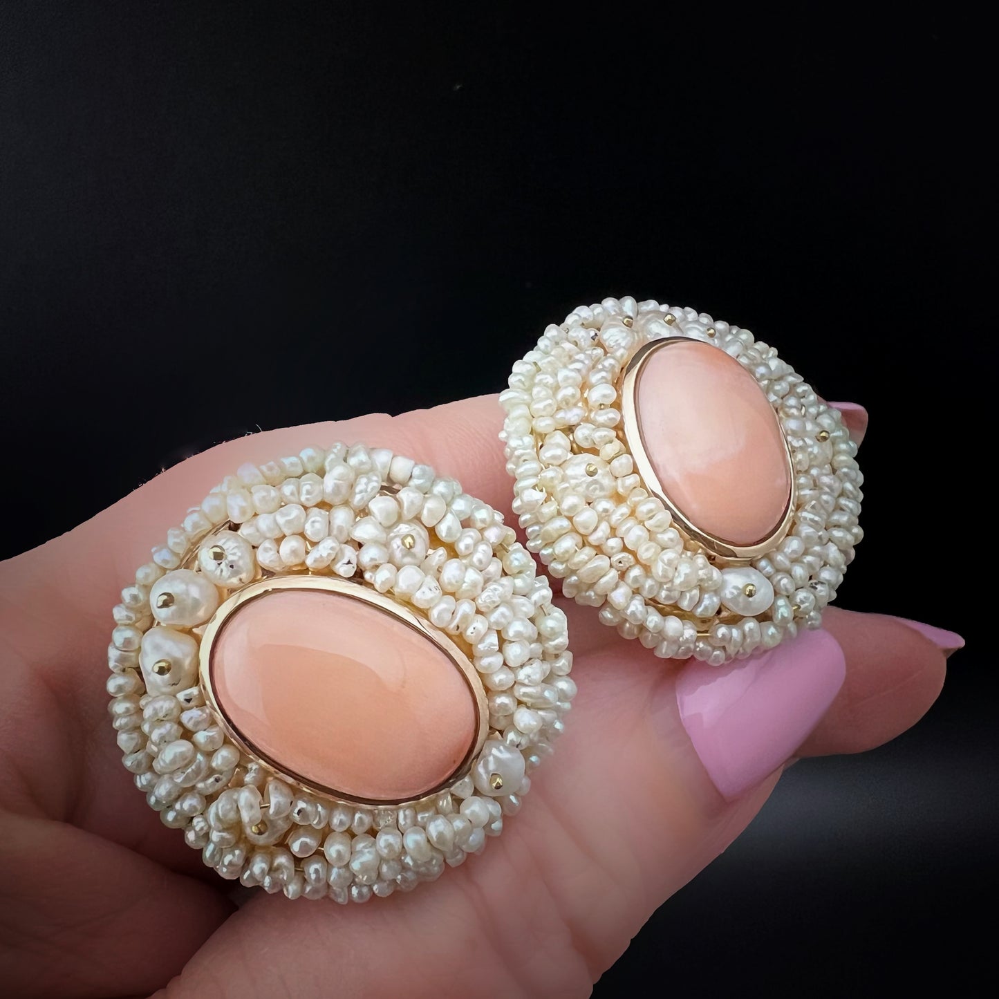 Gold, coral, and natural pearl earrings. Italy, c. 1950.