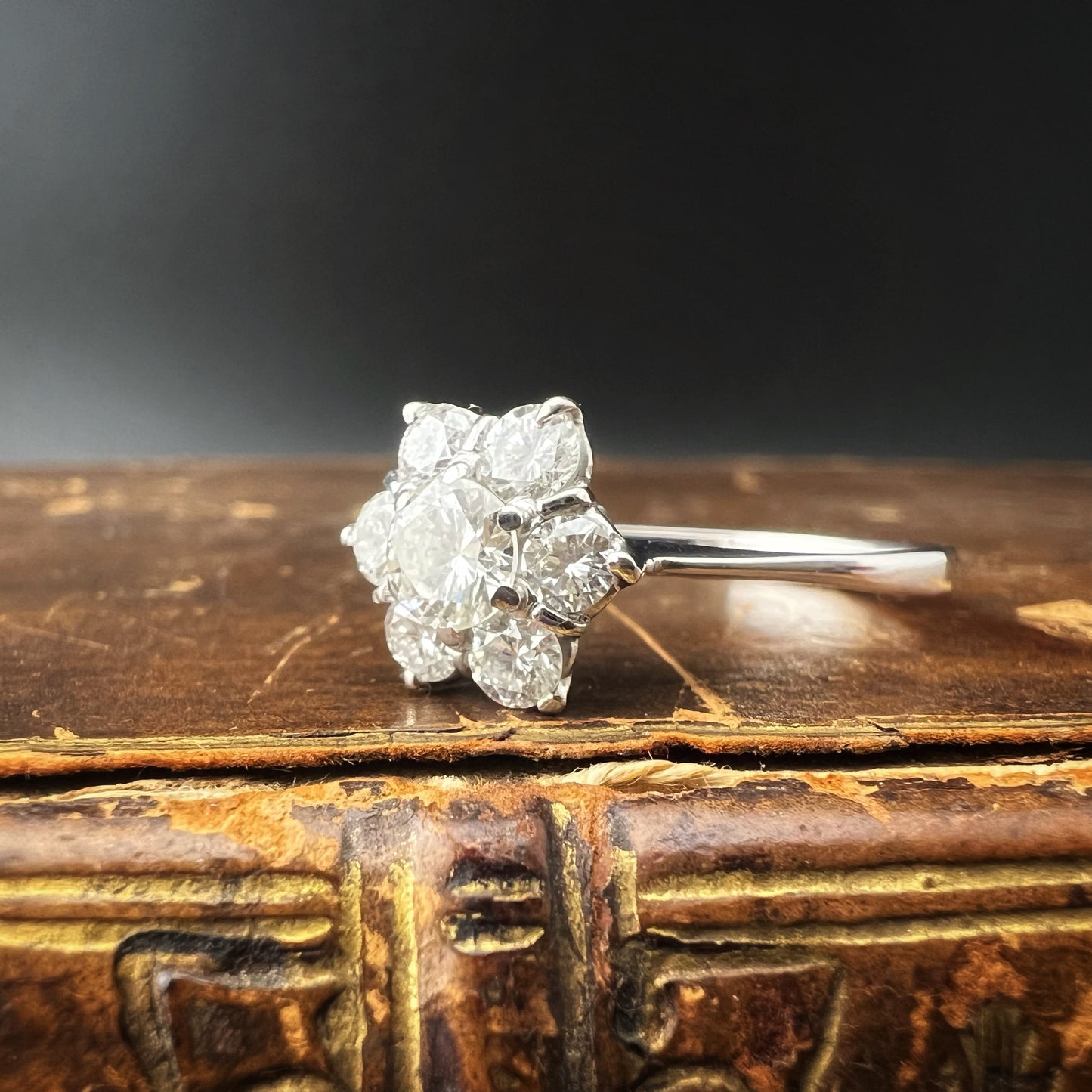 Gänseblümchenring aus 18 Karat Weißgold und Diamanten