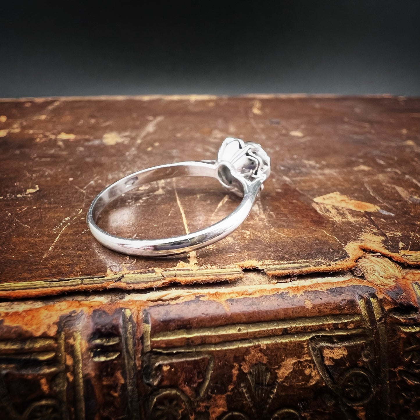 1940s White Gold Ring with Old European Cut Diamond