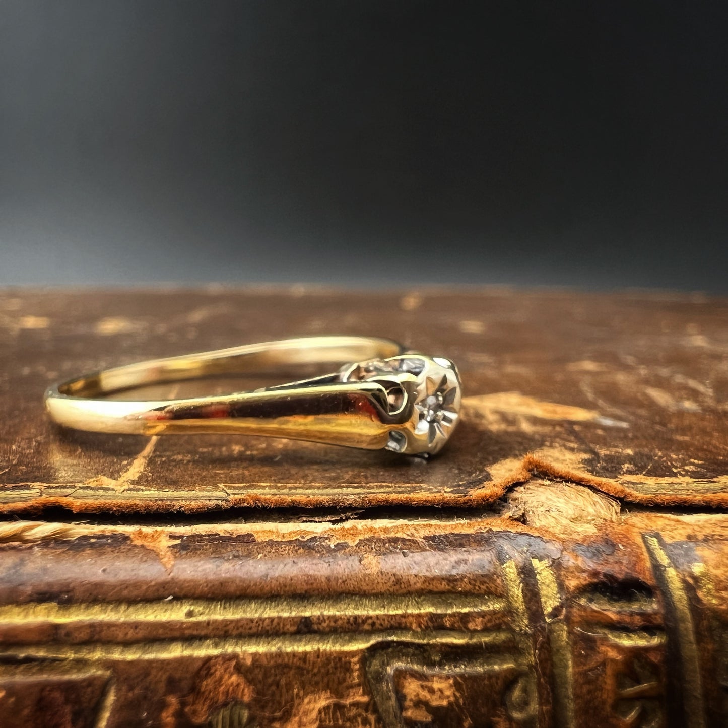 Vintage solitaire ring, Sheffield 1980 9ct gold and diamond
