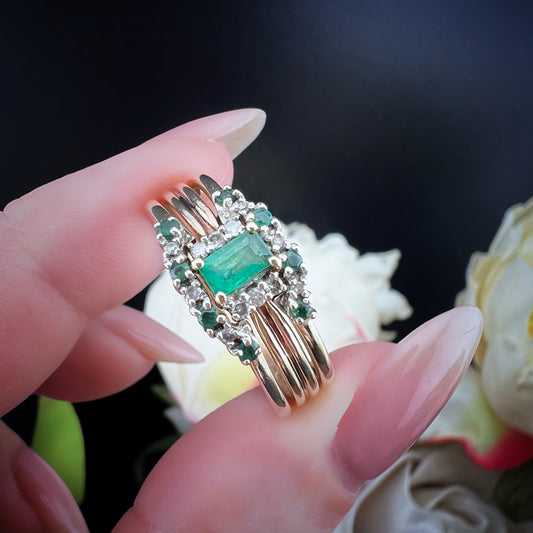 Anello Vintage Componibile con Smeraldi e Diamanti – Anni ’70