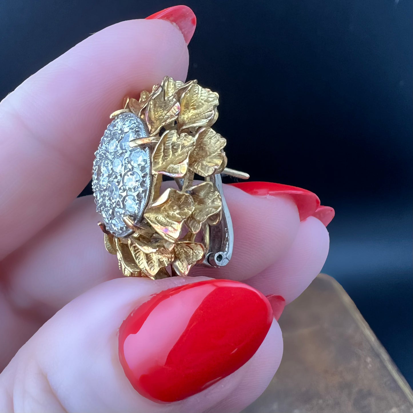 Pair of gold and diamond earrings from the 1950s and 1960s