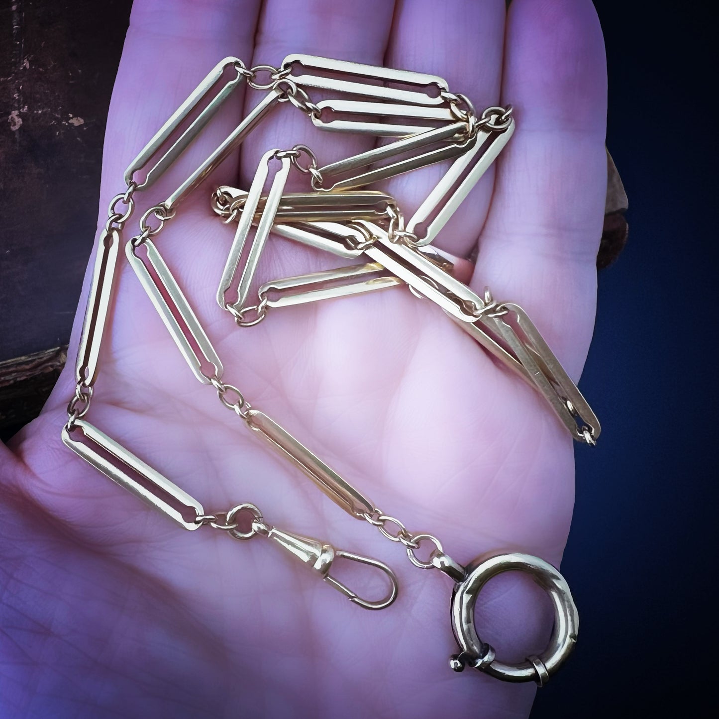 Antique 18K yellow gold watch chain