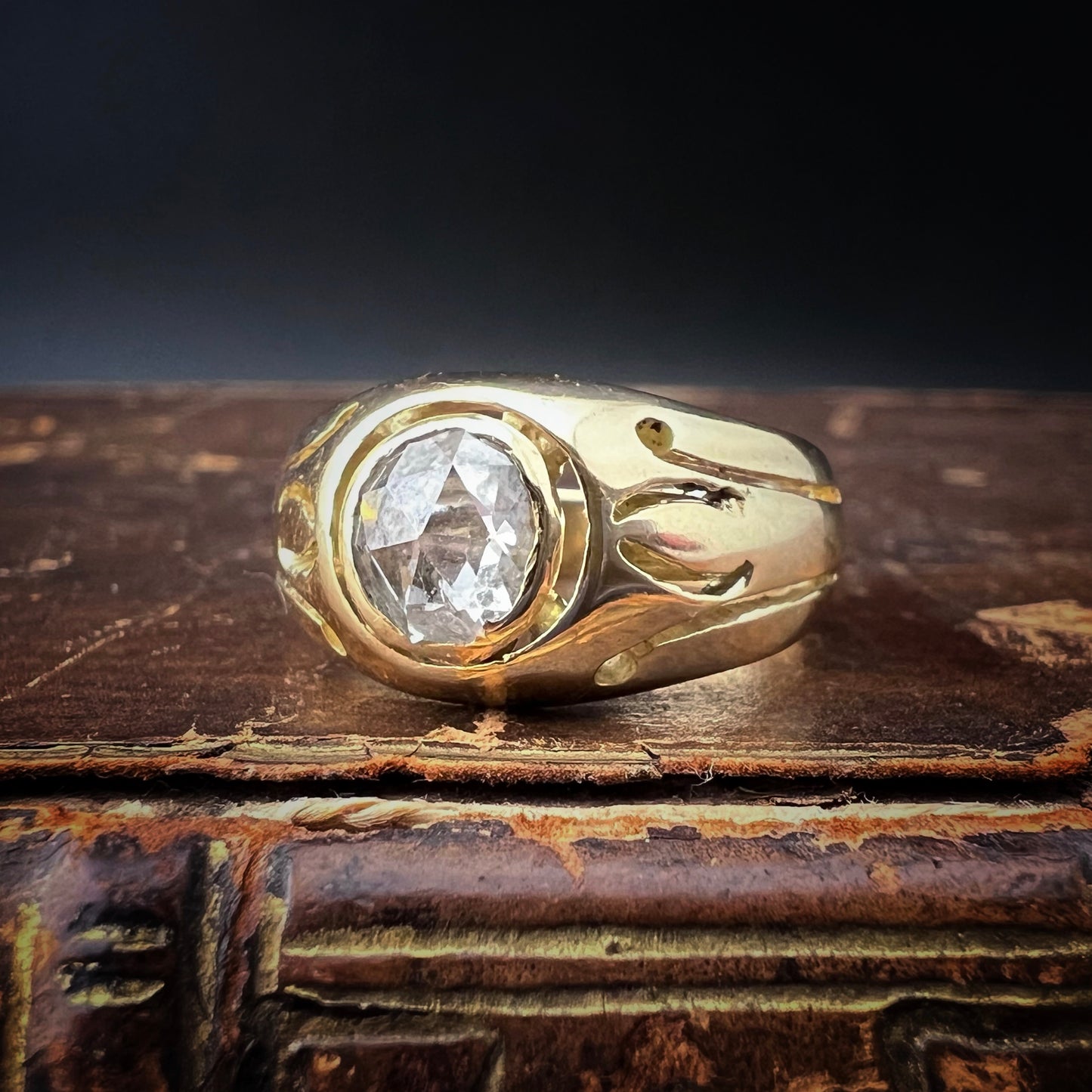 Victorian Era (c. 1850) Men's 18K Gold and Diamond Ring