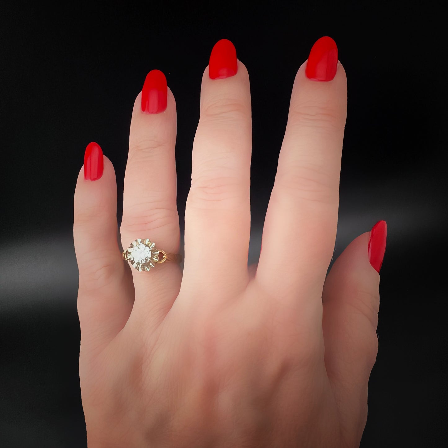 Solitärring aus 18 Karat Gold, Italien, ca. 1930