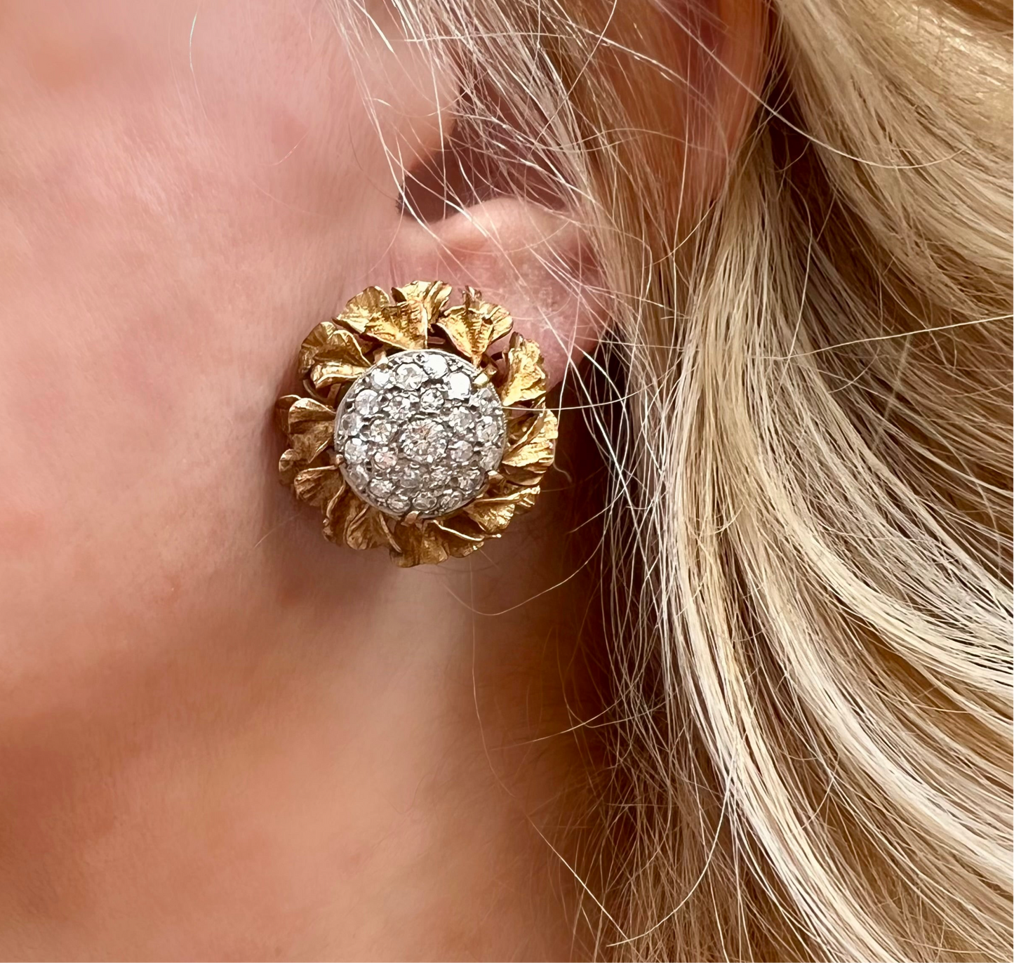 Pair of gold and diamond earrings from the 1950s and 1960s