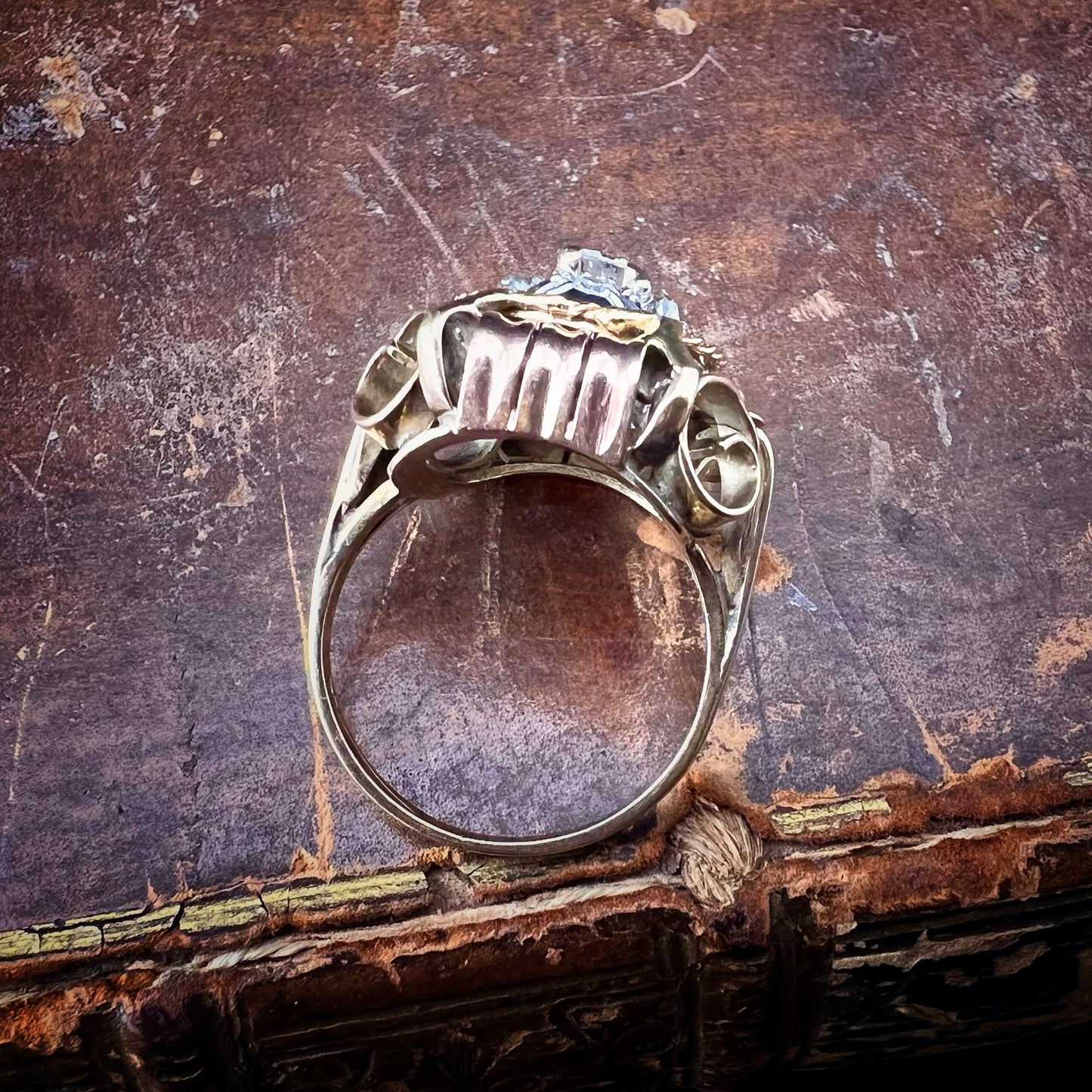 Antique 14K gold ring with diamonds - Early 1900s