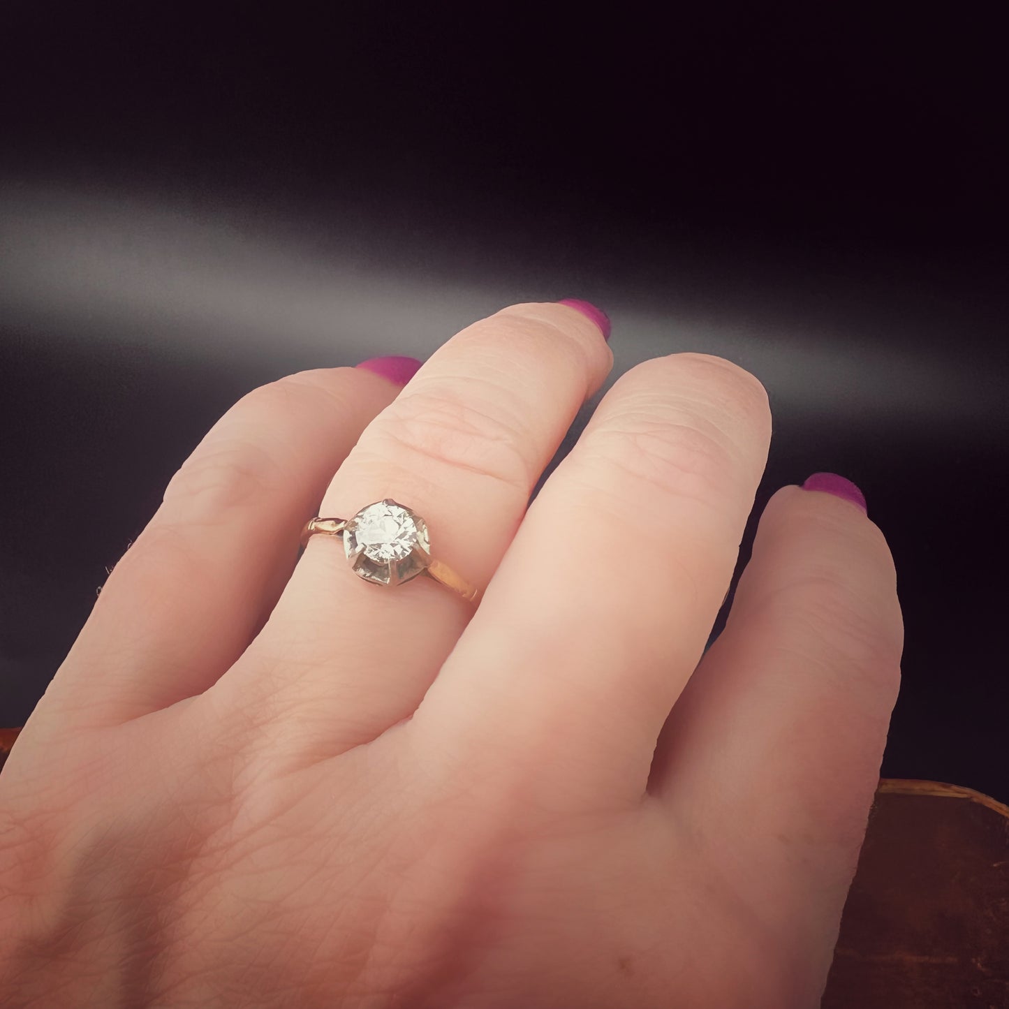 1920s solitaire ring in 18 ct gold with 0.45 old European diamond