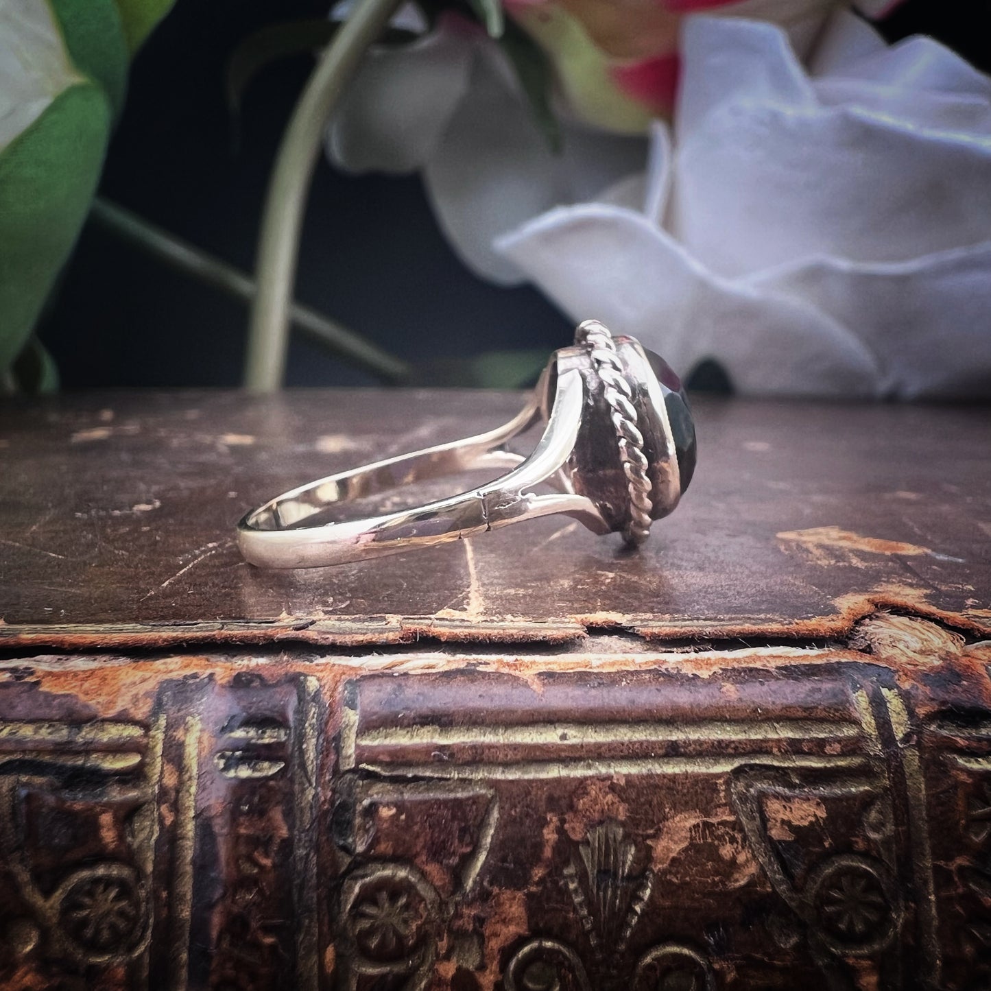 Vintage Gelbgoldring mit Rauchquarz