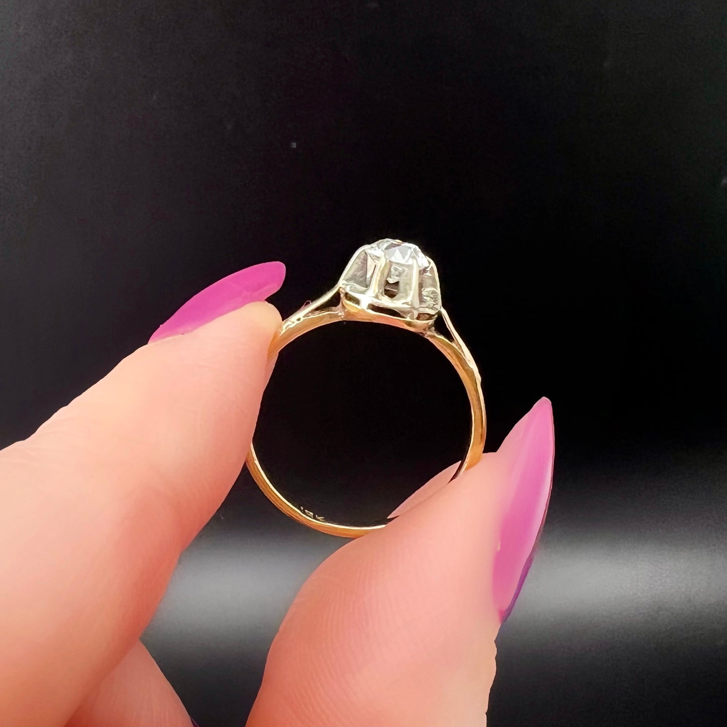 1920s solitaire ring in 18 ct gold with 0.45 old European diamond