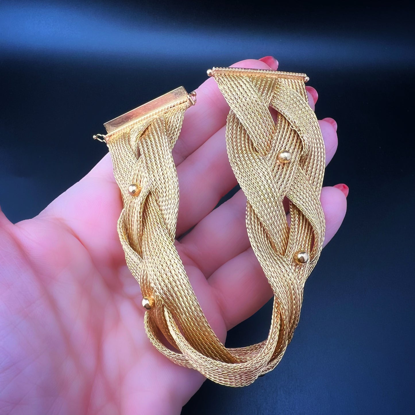 Importante bracciale italiano a treccia in oro 18 ct 63.1 grammi