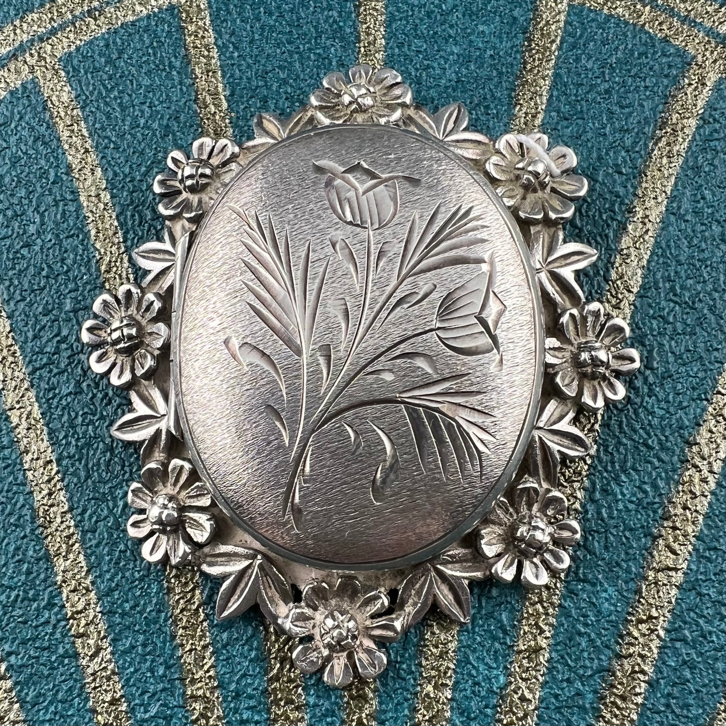 Large vintage hand-engraved silver locket