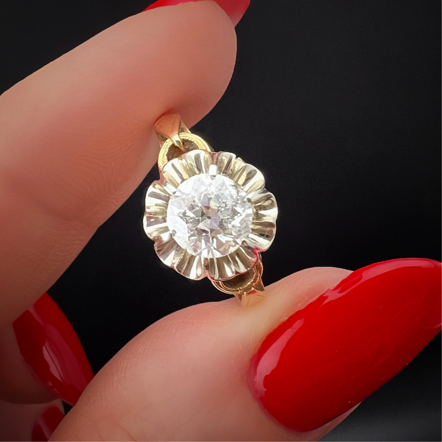 Solitärring aus 18 Karat Gold, Italien, ca. 1930