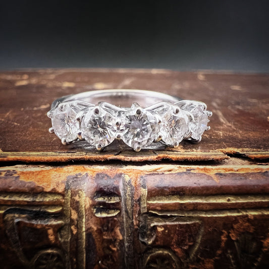 Anello vintage in oro bianco 18 carati e diamanti IF VS - GH 1 ct totale