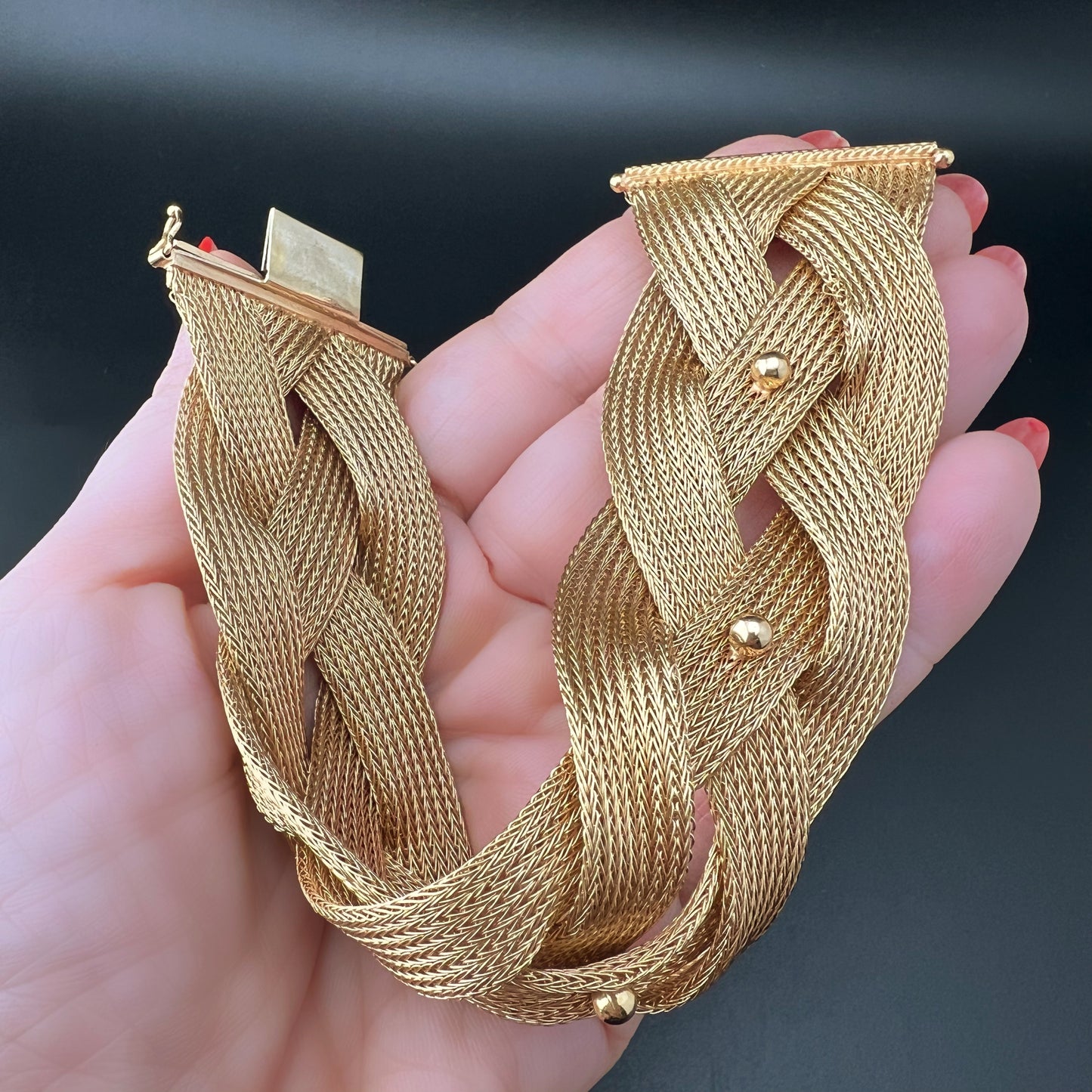 Importante bracciale italiano a treccia in oro 18 ct 63.1 grammi