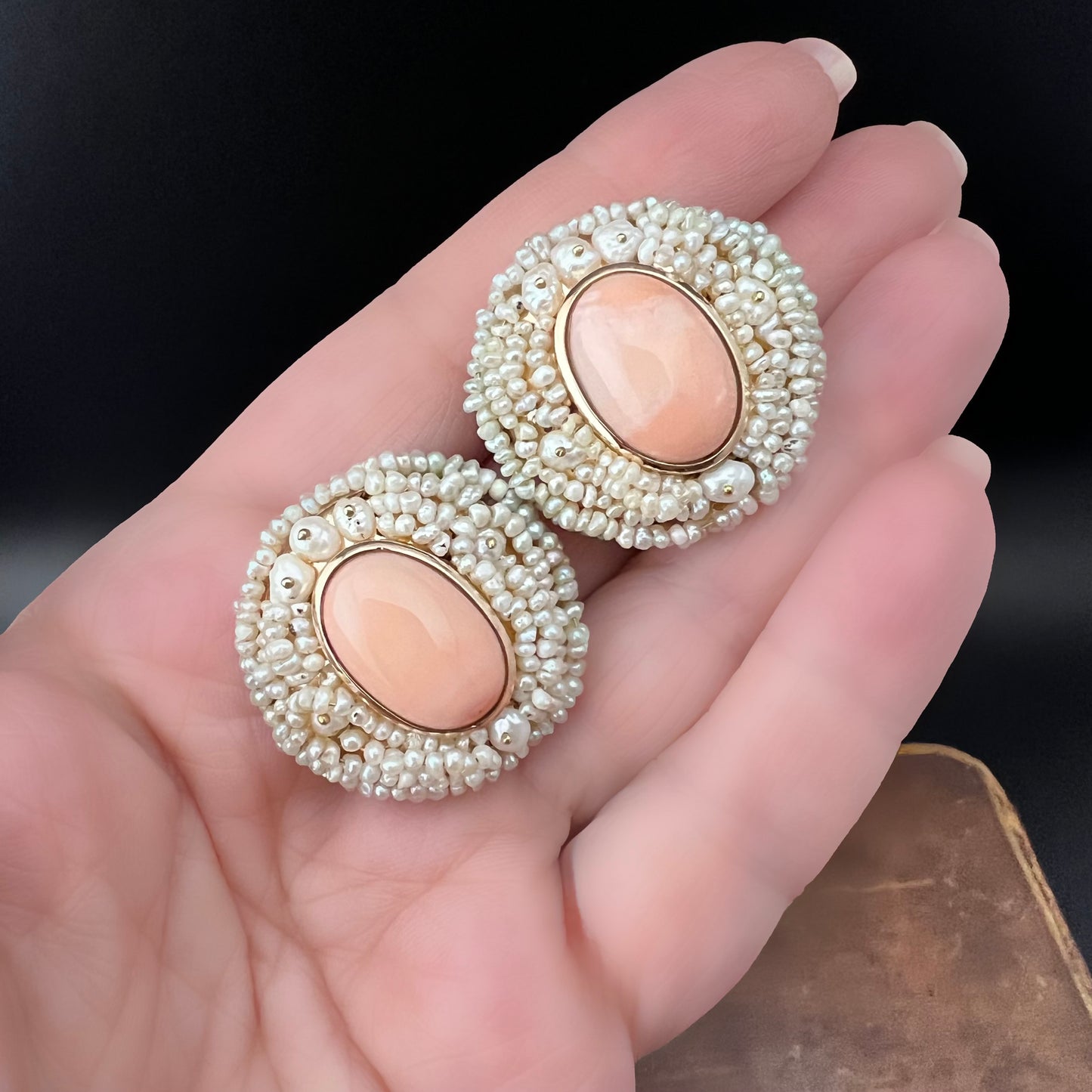 Gold, coral, and natural pearl earrings. Italy, c. 1950.