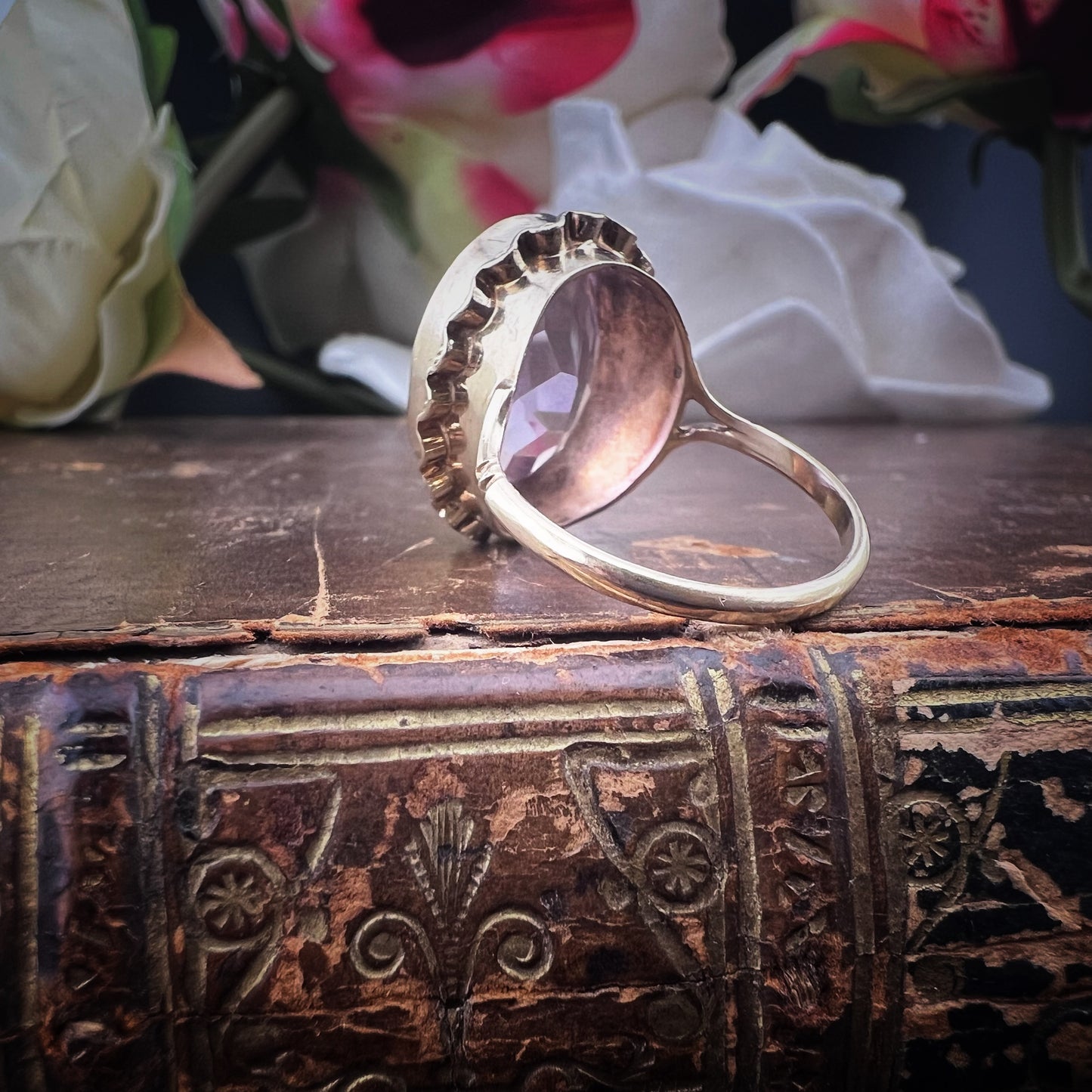 Anello vintage in oro giallo con ametista