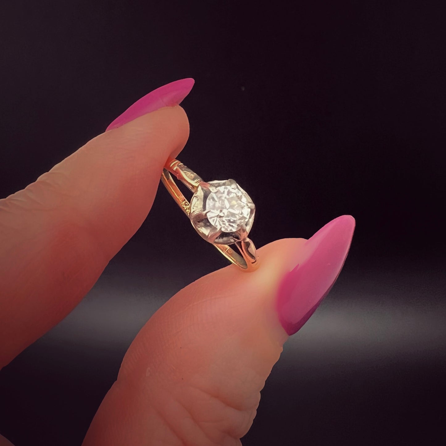 1920s solitaire ring in 18 ct gold with 0.45 old European diamond