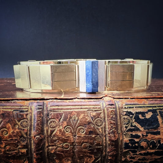 18 Karat Goldarmband mit Lapislazuli. Italien, um 1940.