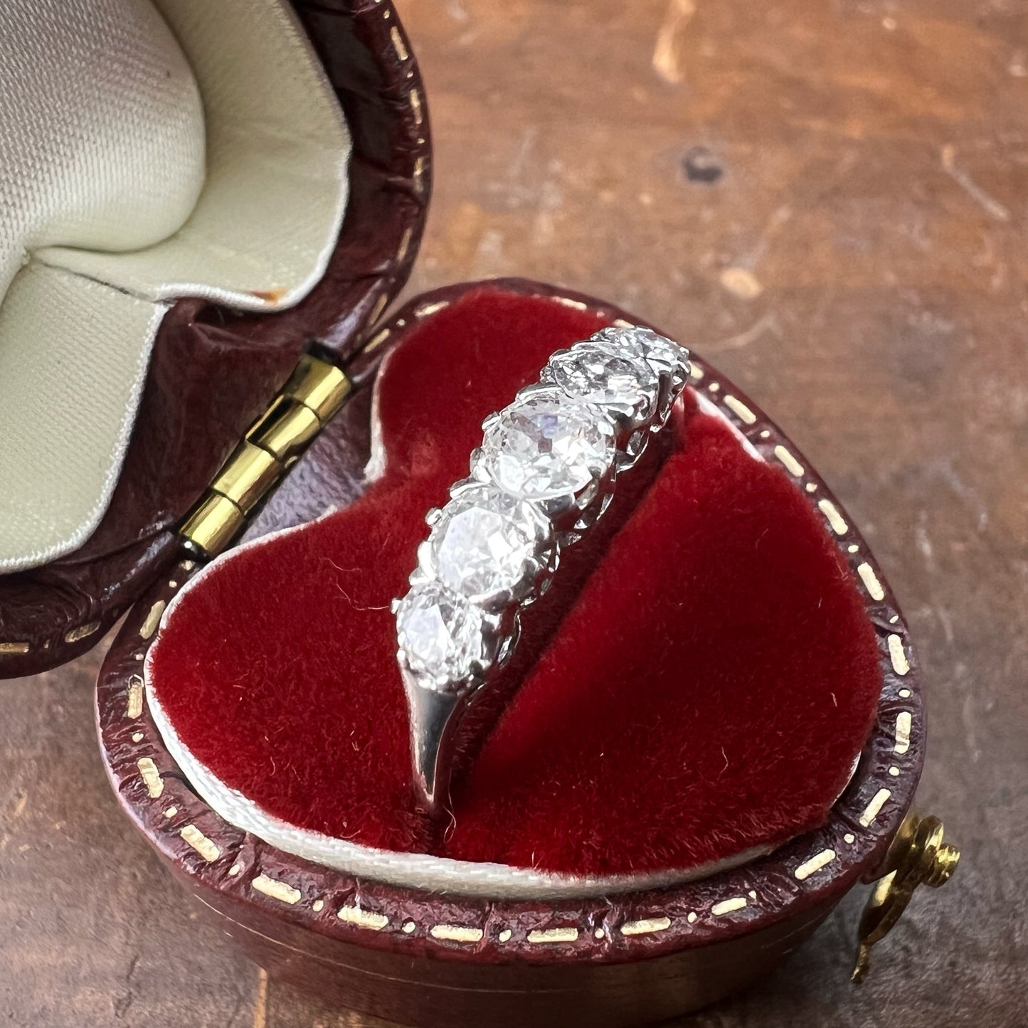 Platinum Ring with Old Mine Cut Diamonds