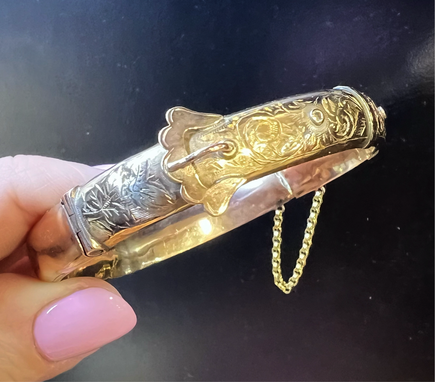 Antique cuff bracelet with buckle decoration - Chester 1914