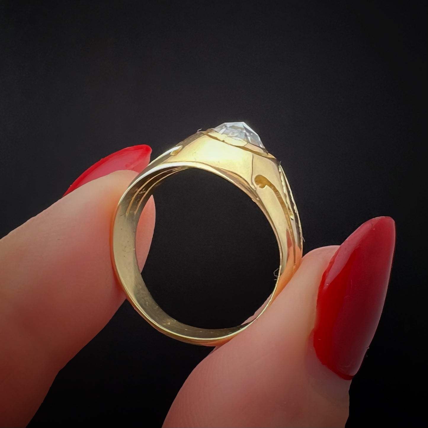 Victorian Era (c. 1850) Men's 18K Gold and Diamond Ring