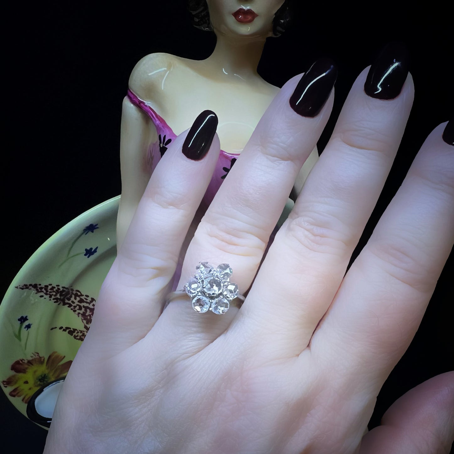 Gänseblümchenring aus 18 Karat Gold mit Rosettendiamanten – 1930er