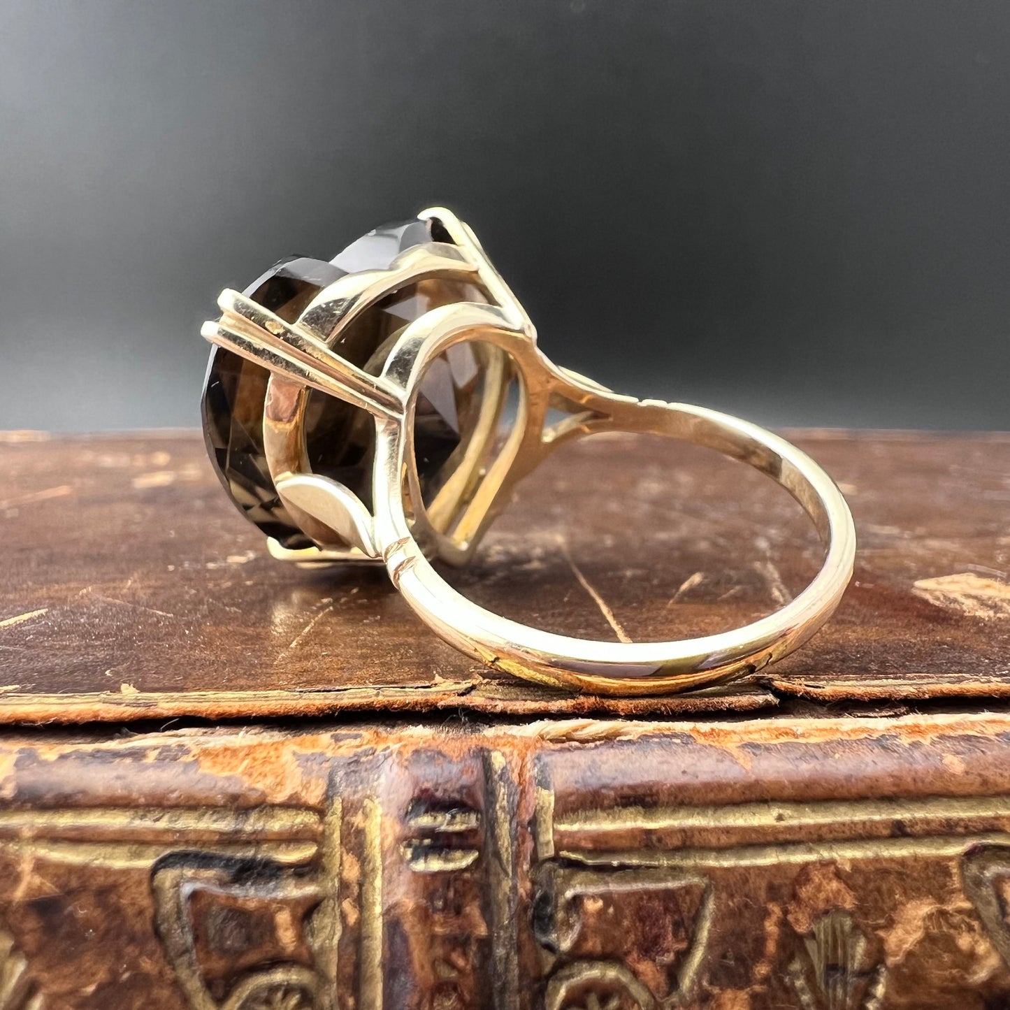 Vintage 1960s Cocktail Ring with Heart-Shaped Smoky Topaz