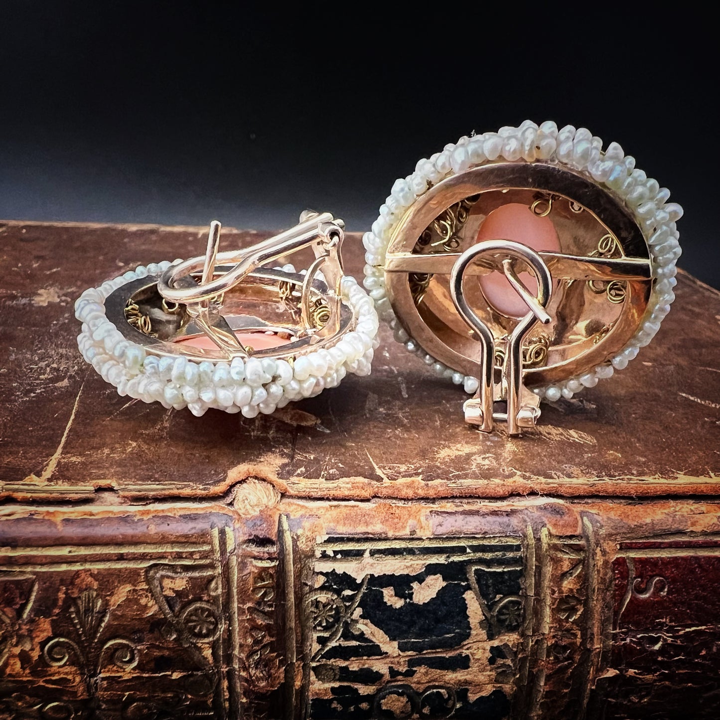 Gold, coral, and natural pearl earrings. Italy, c. 1950.