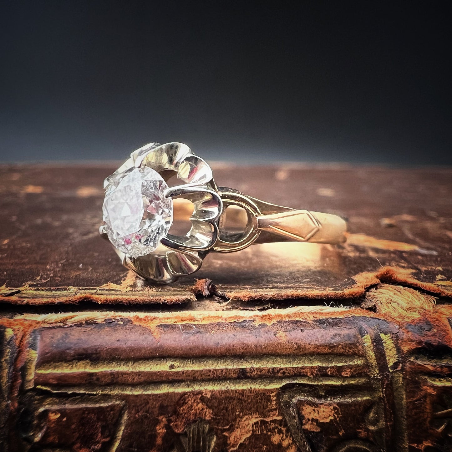 Solitärring aus 18 Karat Gold, Italien, ca. 1930