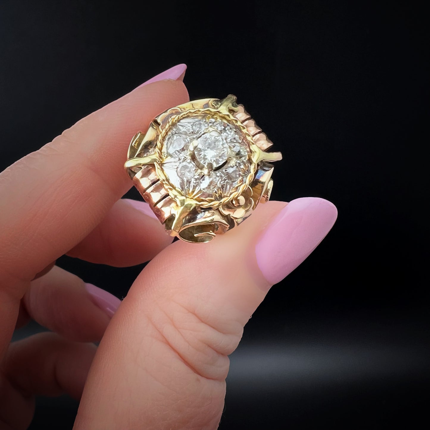 Antique 14K gold ring with diamonds - Early 1900s