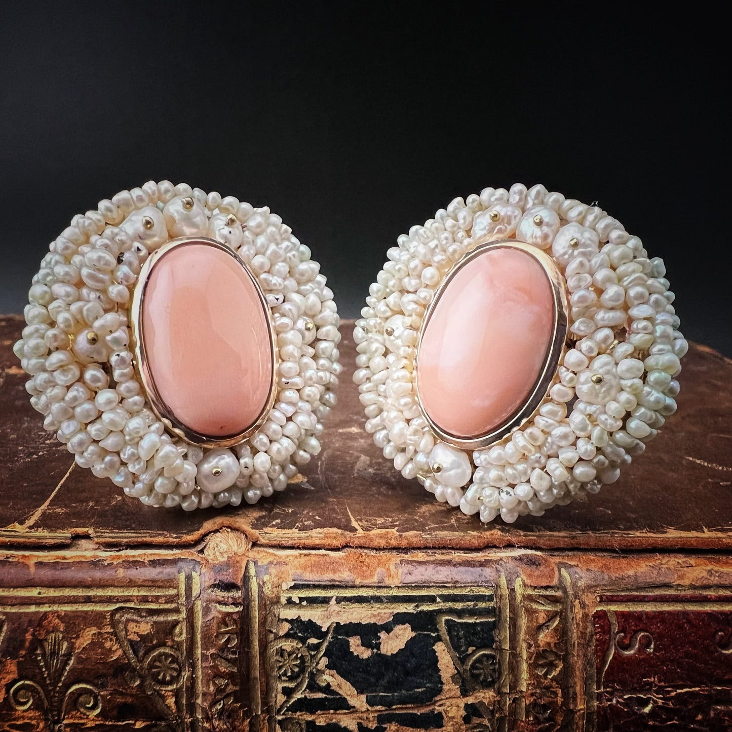 Gold, coral, and natural pearl earrings. Italy, c. 1950.