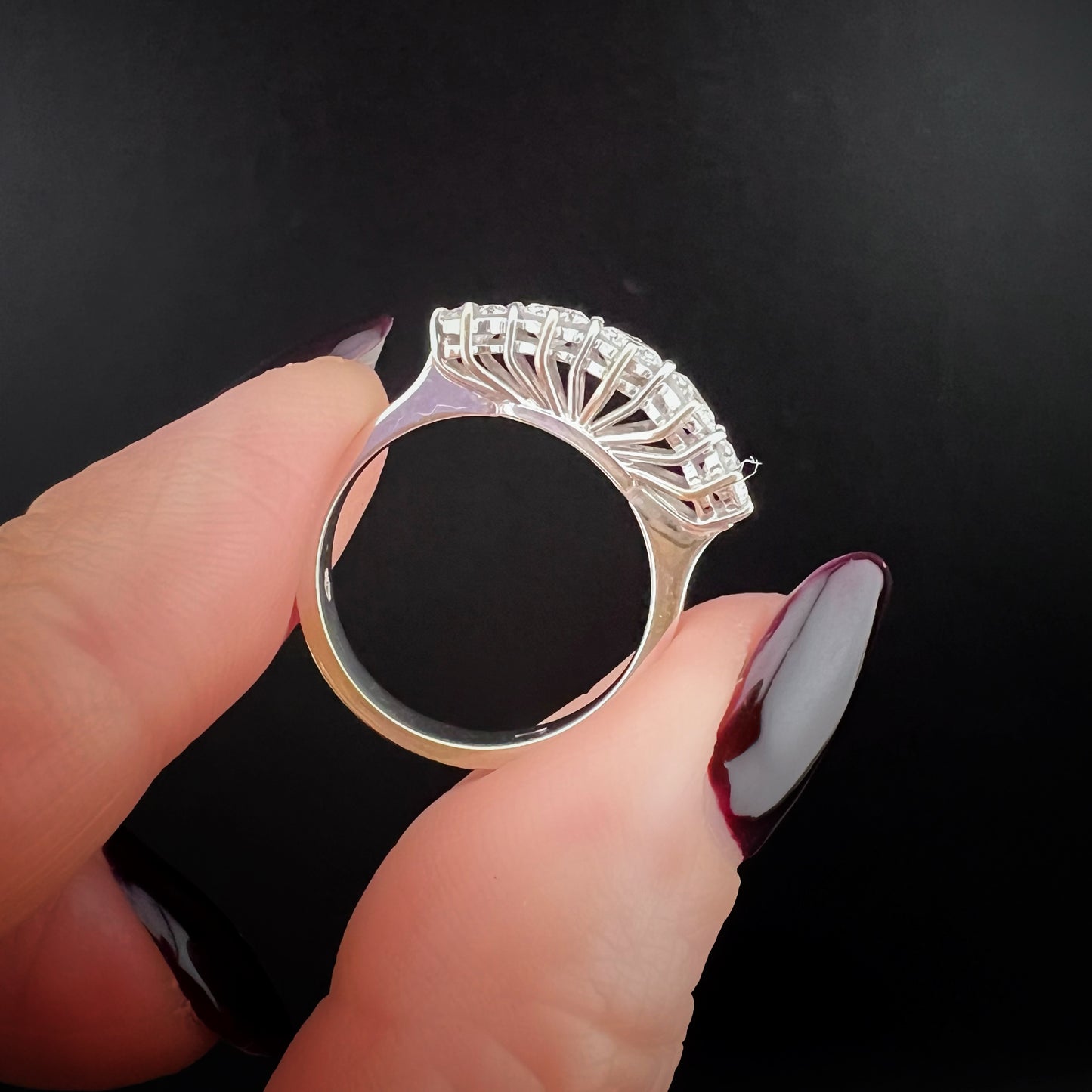 Anello vintage in oro bianco 18 carati e diamanti IF VS - GH 1 ct totale