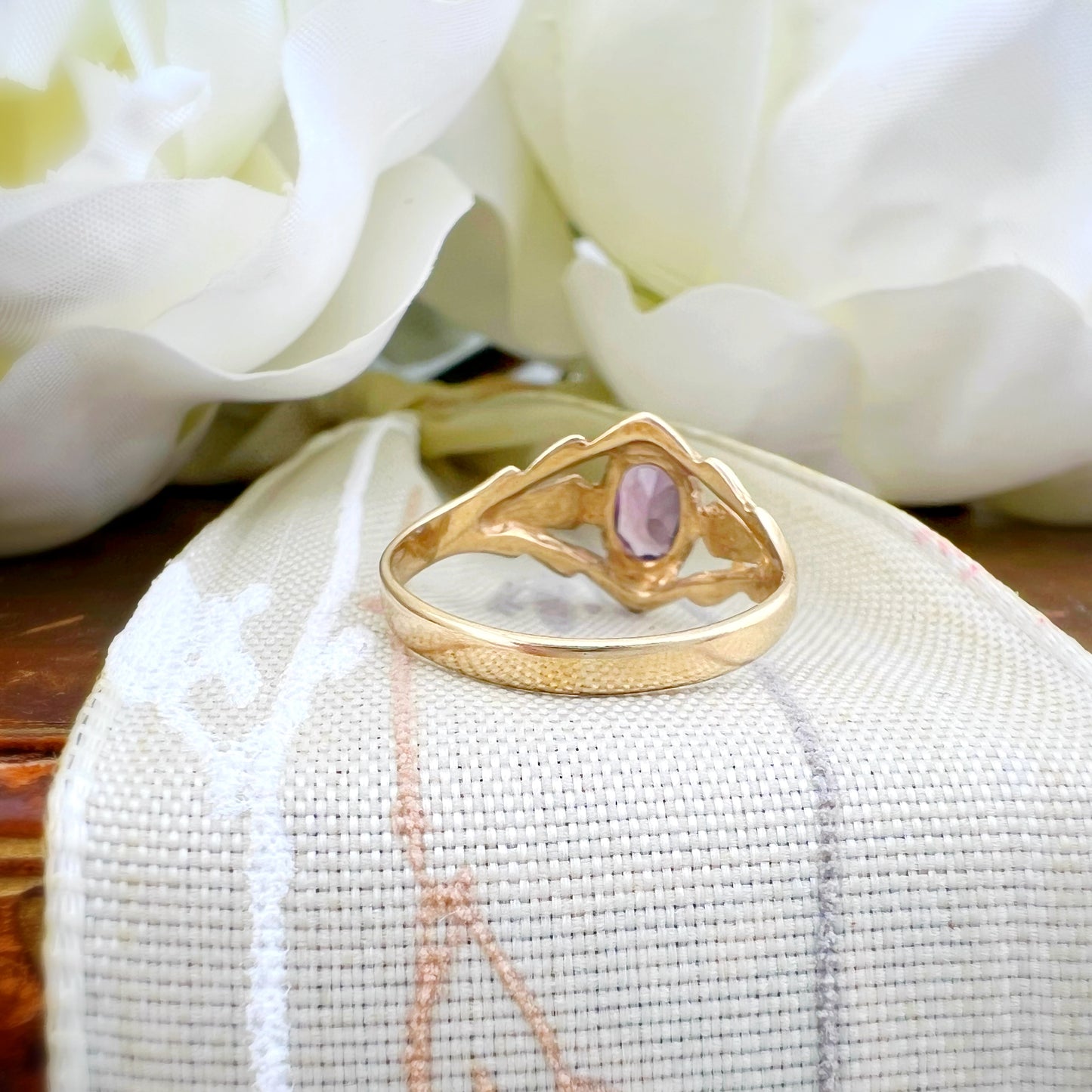 Anello vintage chevalier con ametista