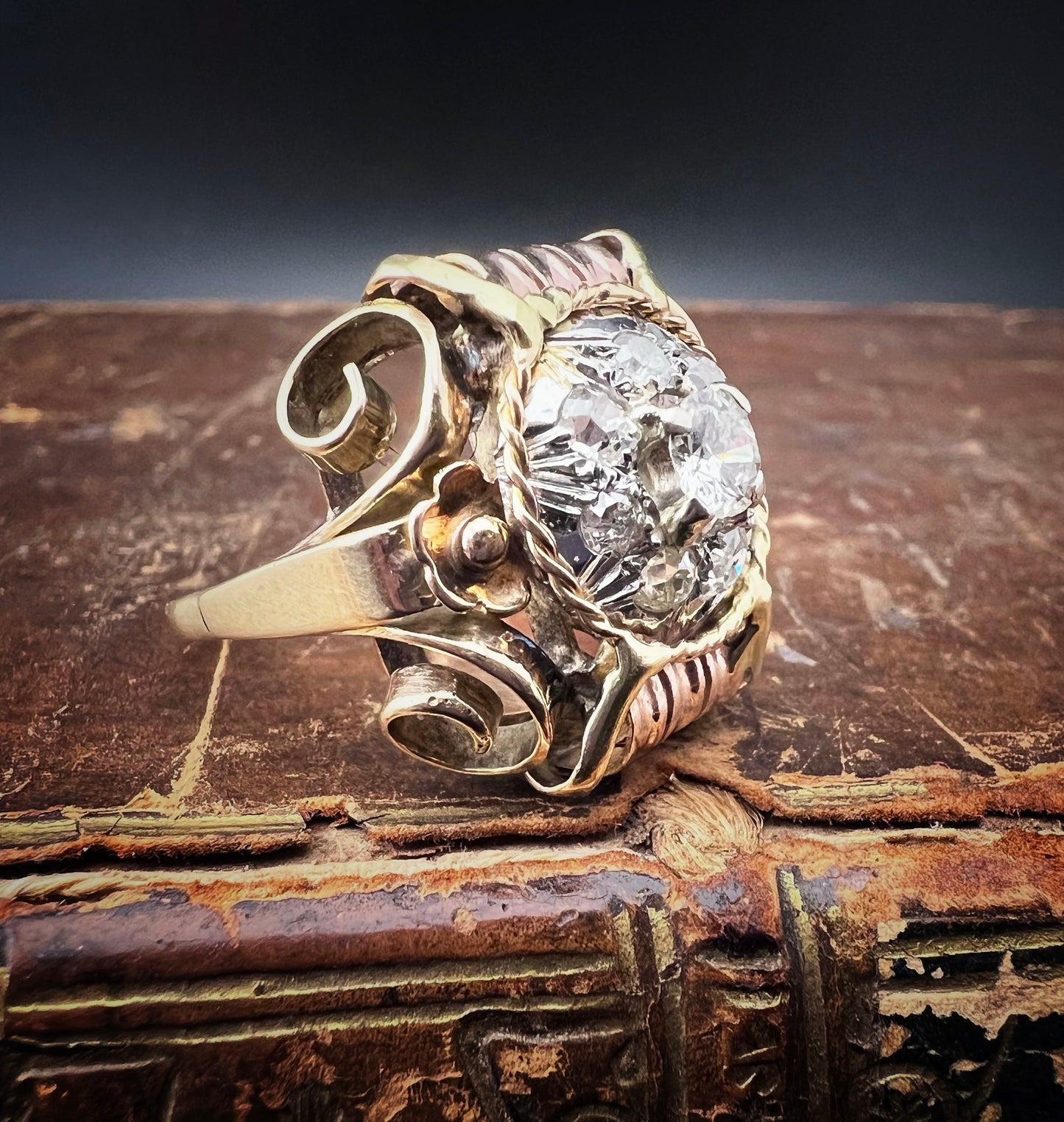 Antique 14K gold ring with diamonds - Early 1900s