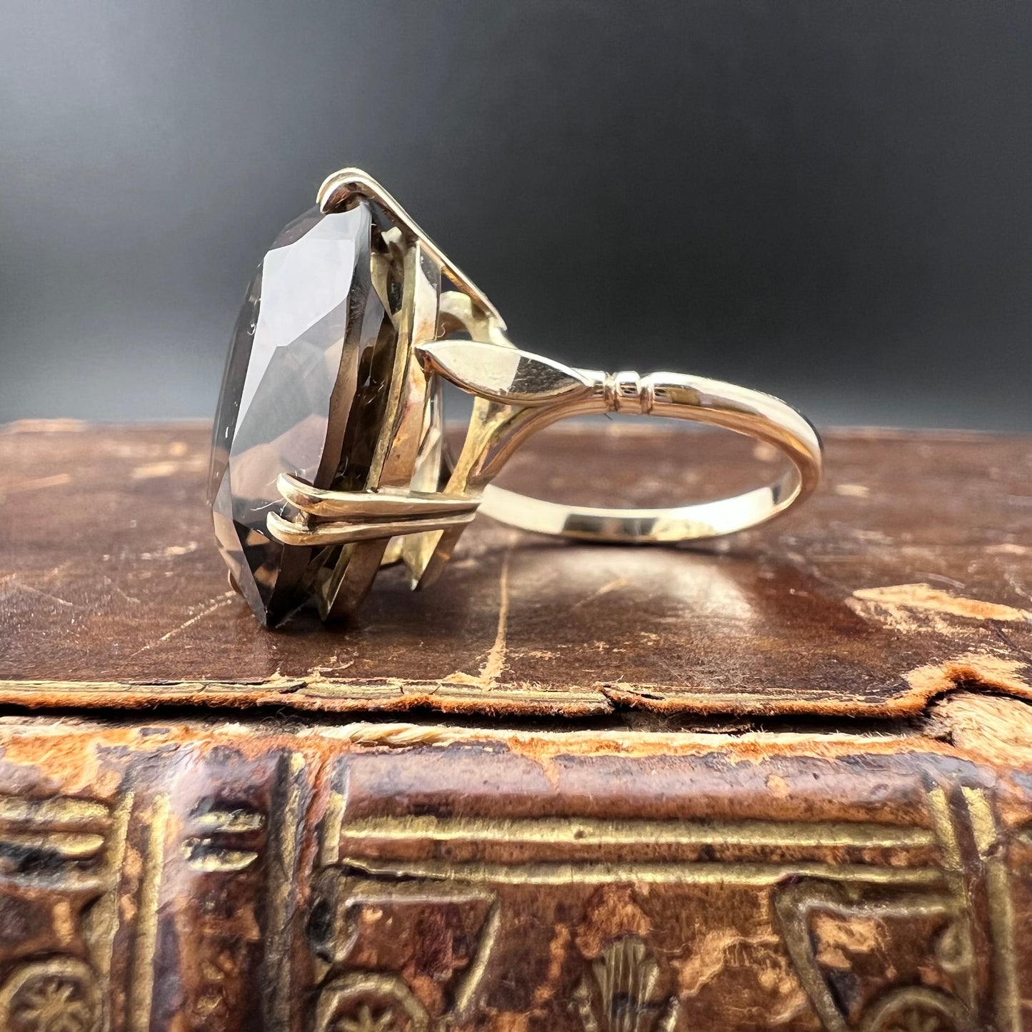 Vintage 1960s Cocktail Ring with Heart-Shaped Smoky Topaz