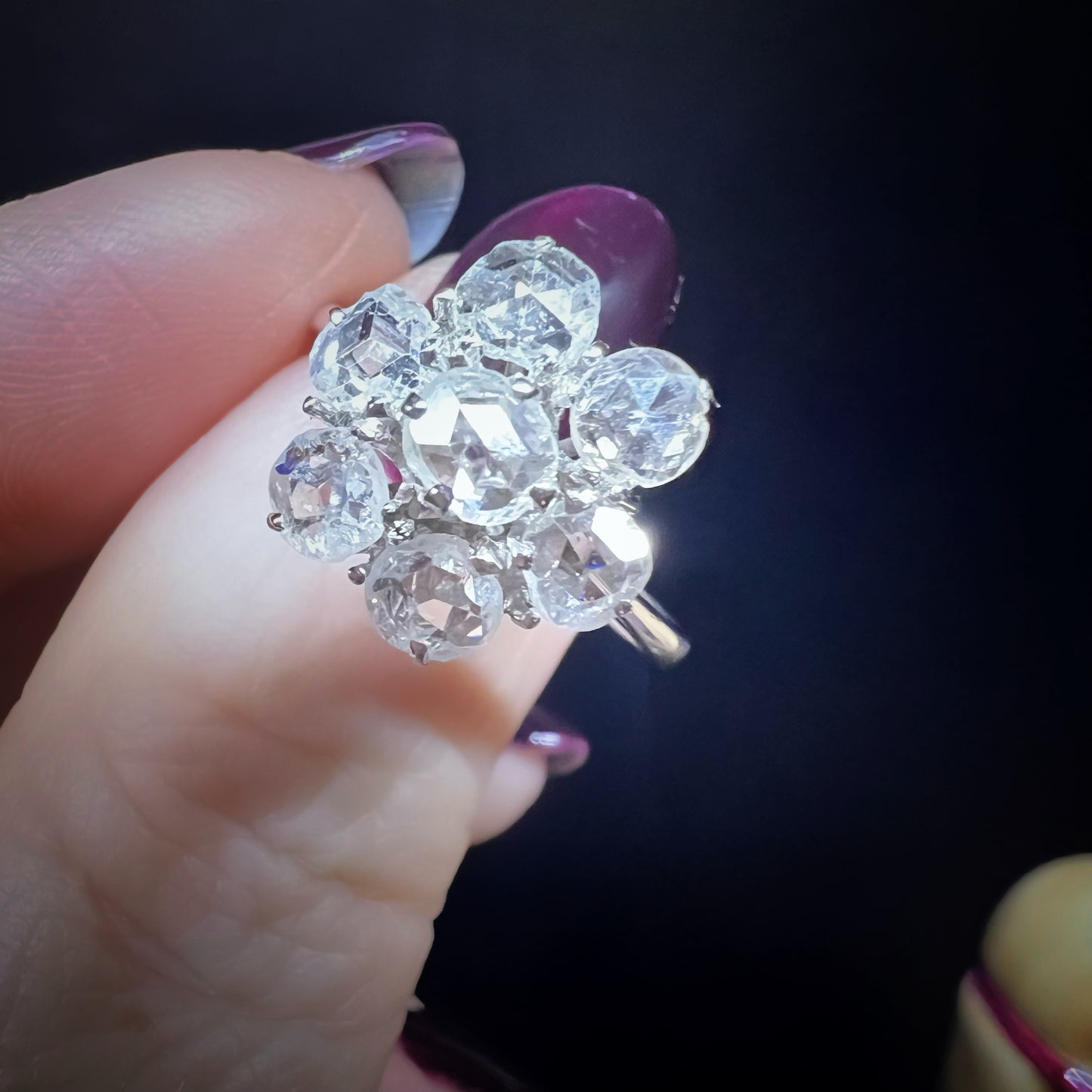 Gänseblümchenring aus 18 Karat Gold mit Rosettendiamanten – 1930er