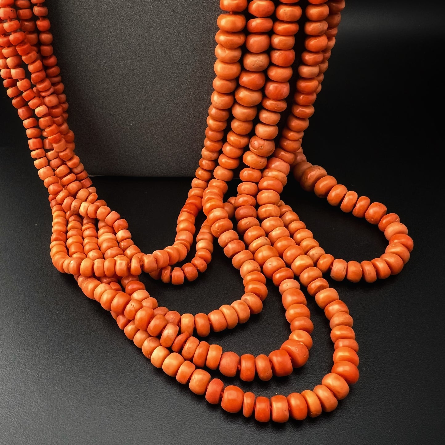 5-strand natural coral necklace, 214 grams