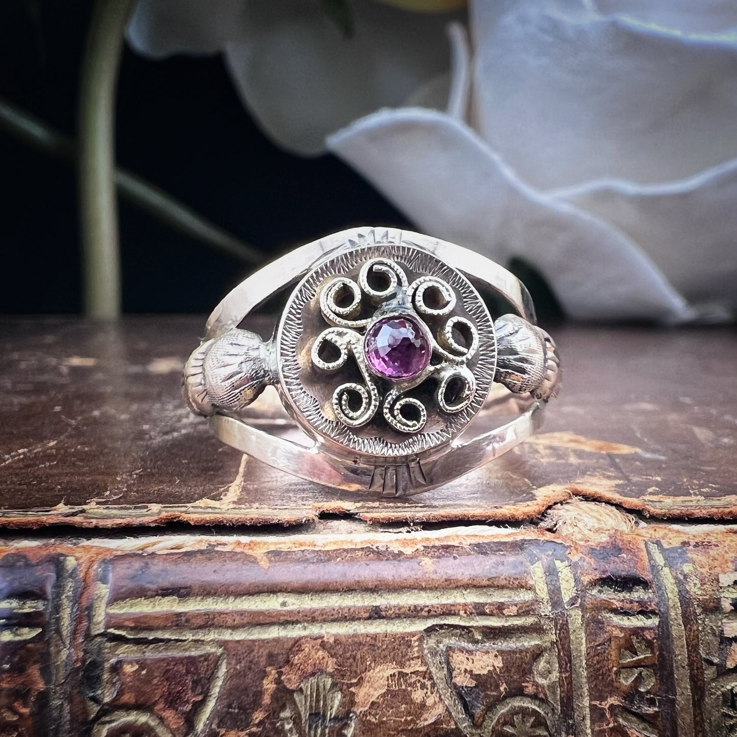 Bourbon Ring with Mauve Glass Paste