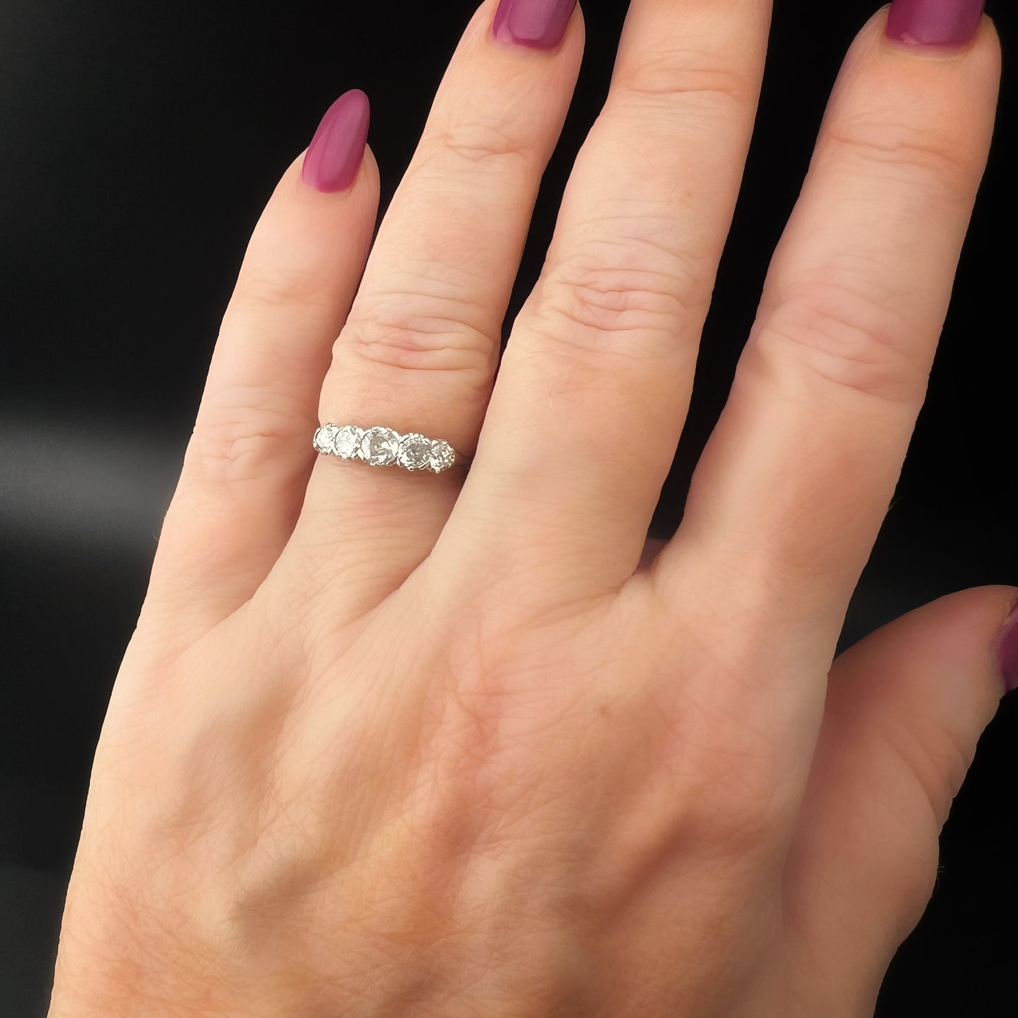 Platinum Ring with Old Mine Cut Diamonds