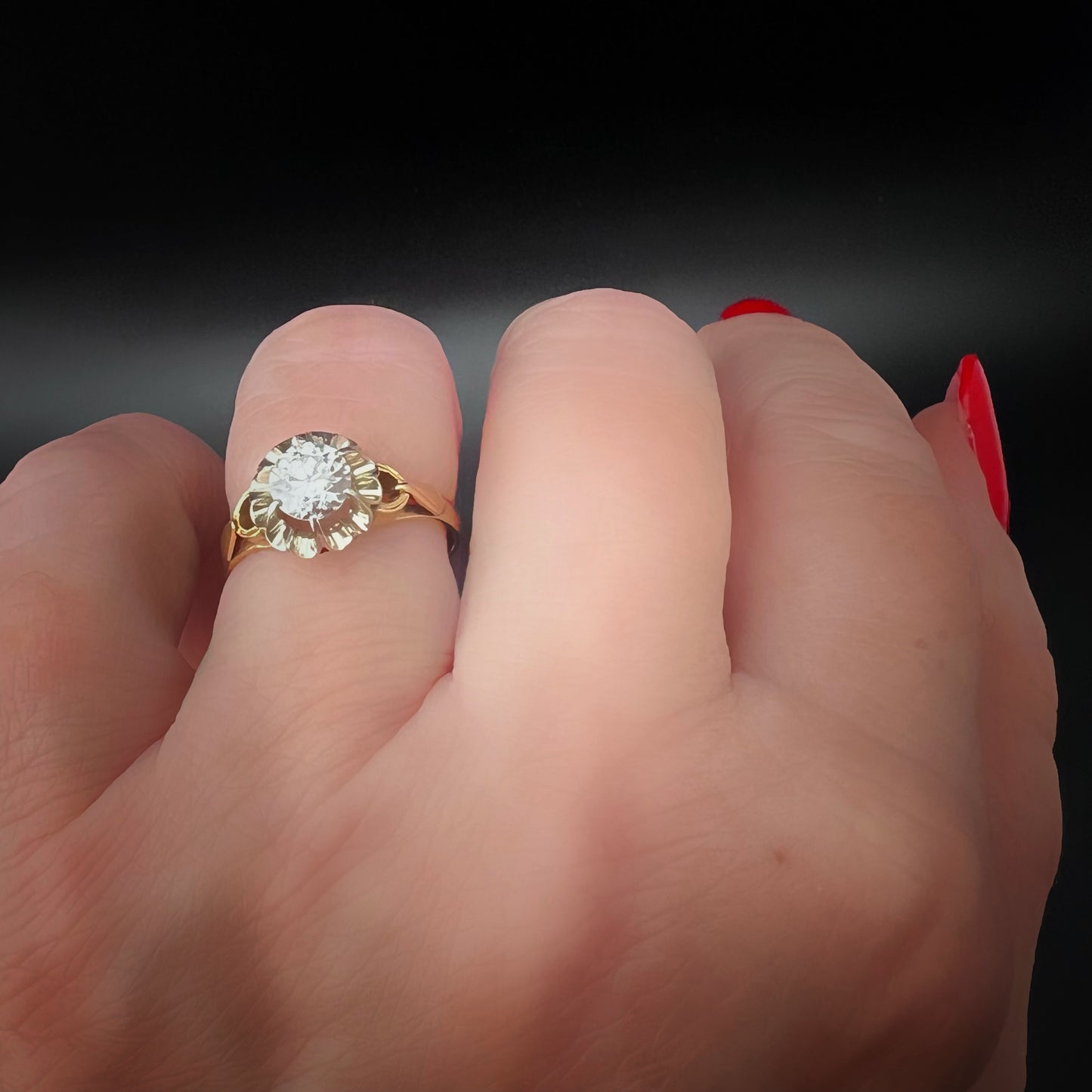 Solitärring aus 18 Karat Gold, Italien, ca. 1930