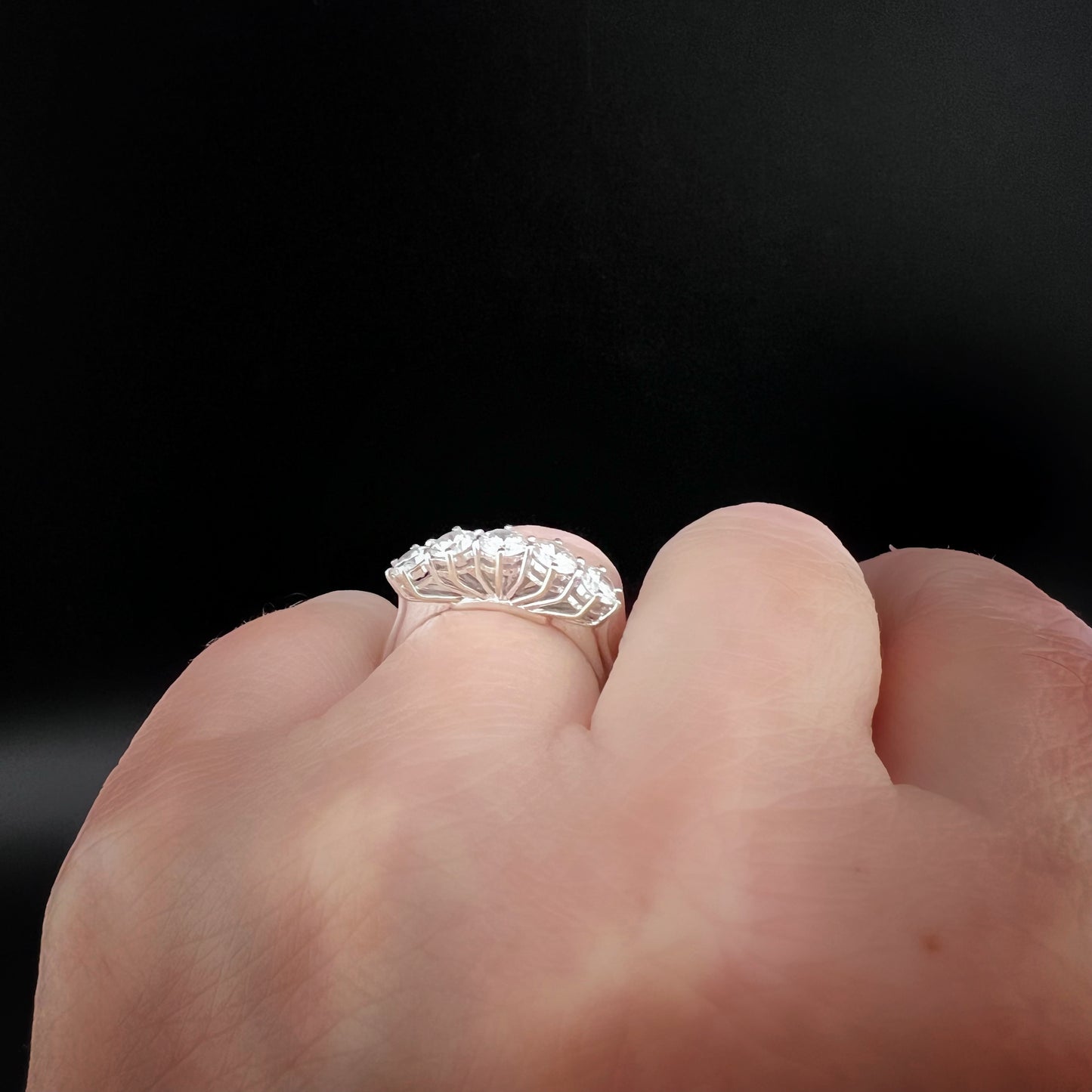 Anello vintage in oro bianco 18 carati e diamanti IF VS - GH 1 ct totale