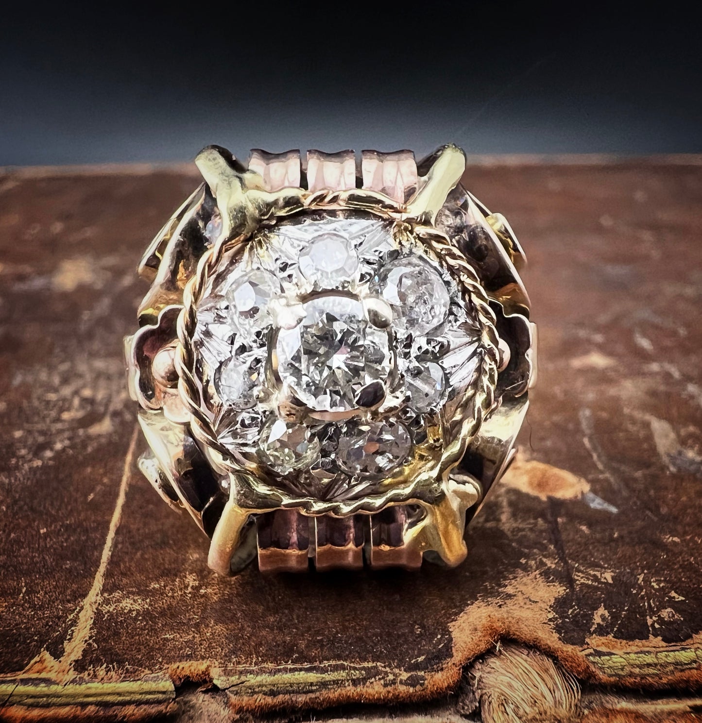 Antique 14K gold ring with diamonds - Early 1900s