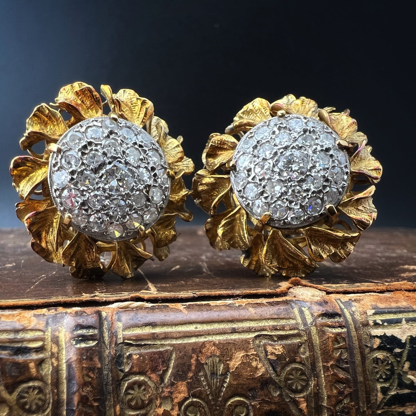 Pair of gold and diamond earrings from the 1950s and 1960s
