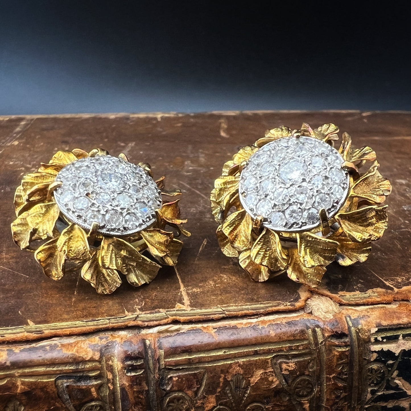 Pair of gold and diamond earrings from the 1950s and 1960s