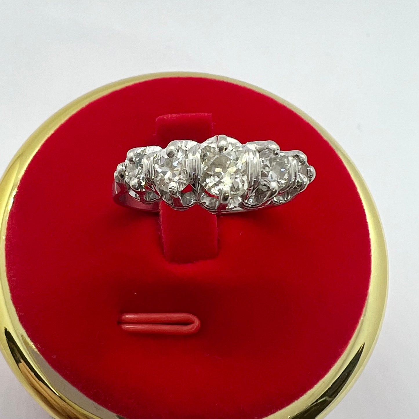 Wedding ring with five old mine diamonds, total estimated 1 ct