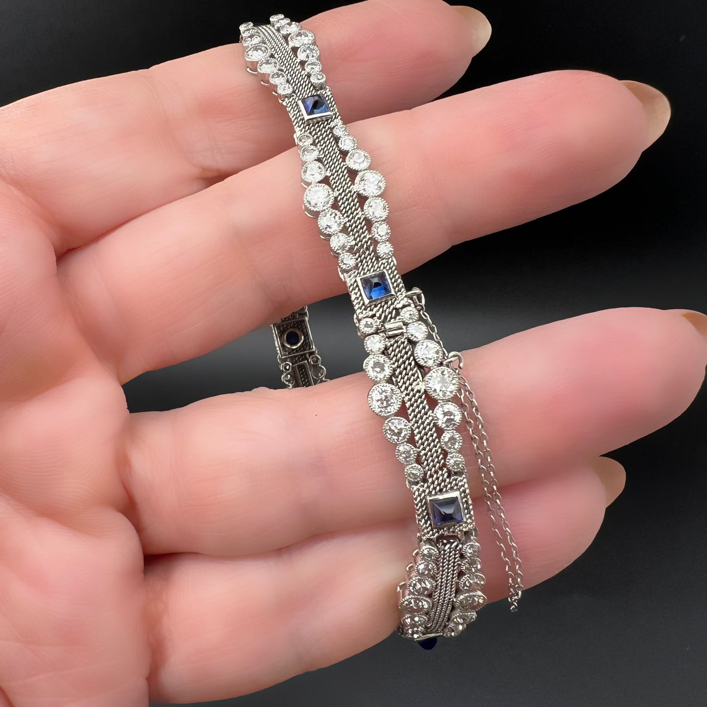 Armband aus Platin, Saphir und Diamanten, Frankreich, um 1913