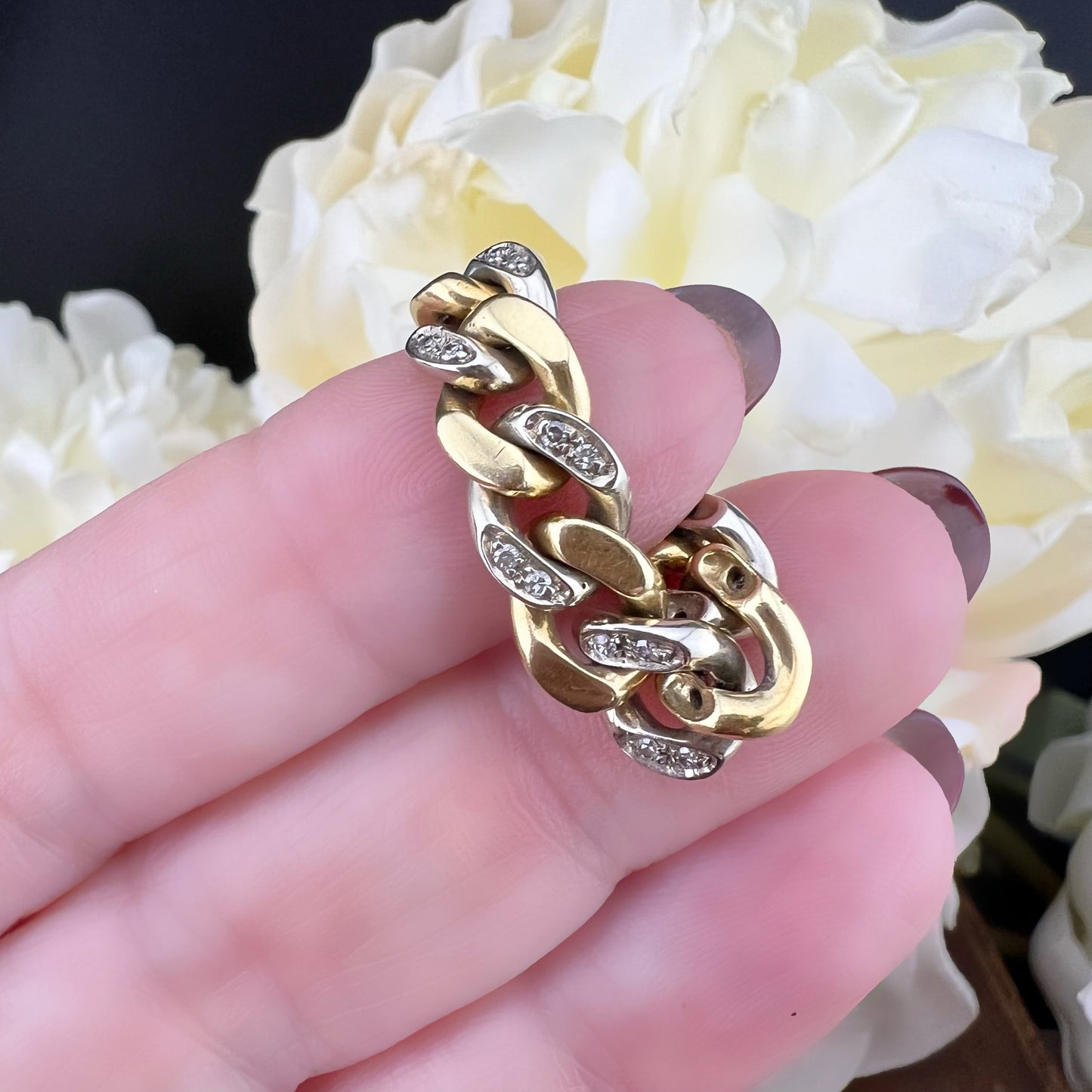 Anello a Maglie con Diamanti – Oro Giallo 18 ct, Italia, Anni ’70-’80