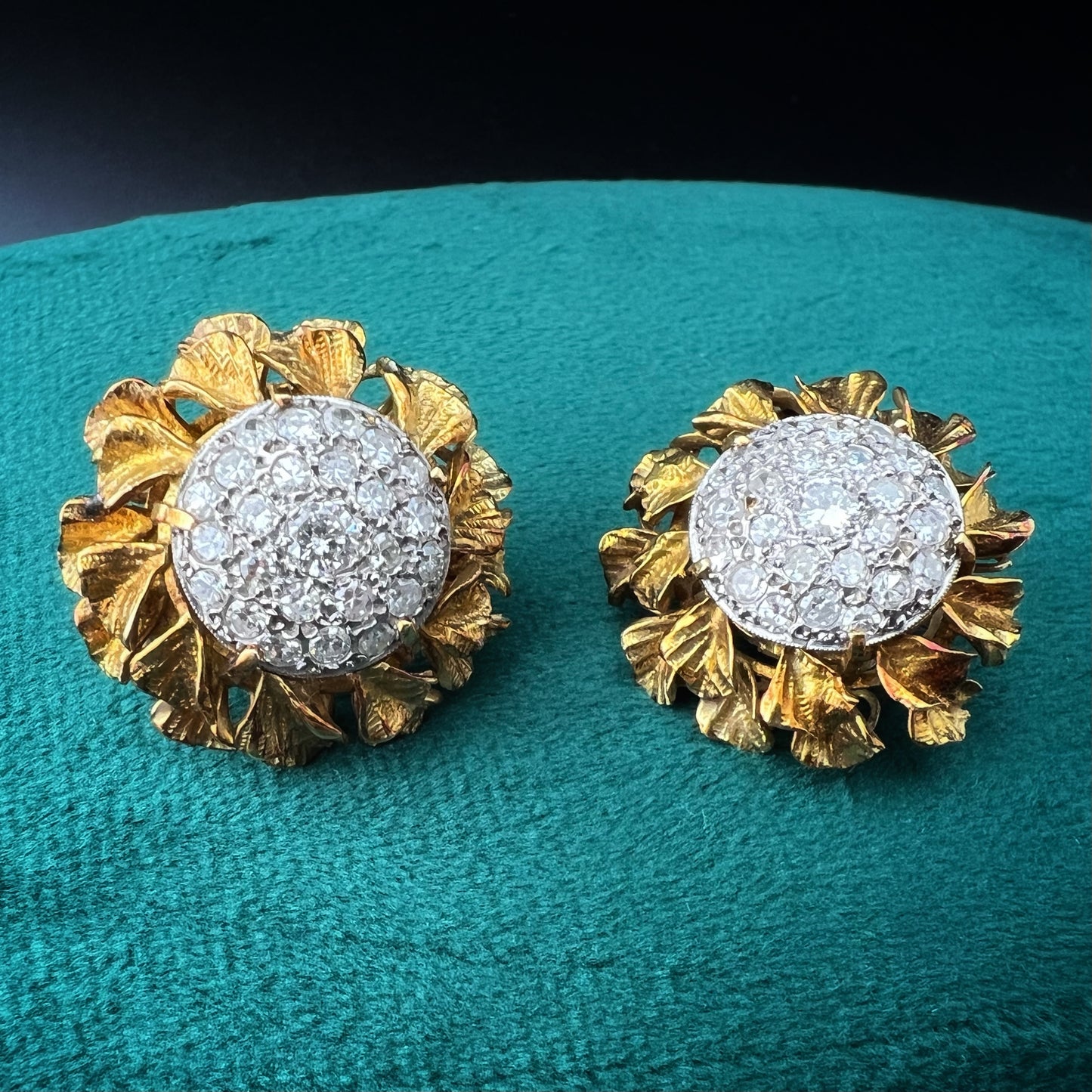 Pair of gold and diamond earrings from the 1950s and 1960s