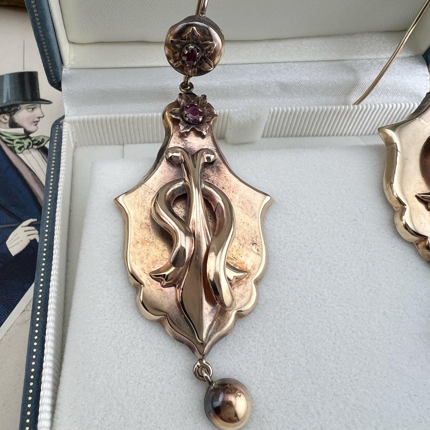 Orecchini Borbonici in Oro 12kt con Rubini — Regno delle Due Sicilie, metà ‘800